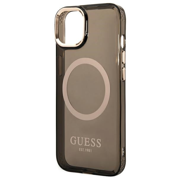 Guess GUHMP14MHTCMK iPhone 14 Plus 6.7" black/black hard case Gold Outline Translucent MagSafe
