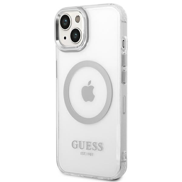 Guess GUHMP14MHTRMS iPhone 14 Plus 6.7&quot; silver/silver hard case Metal Outline Magsafe