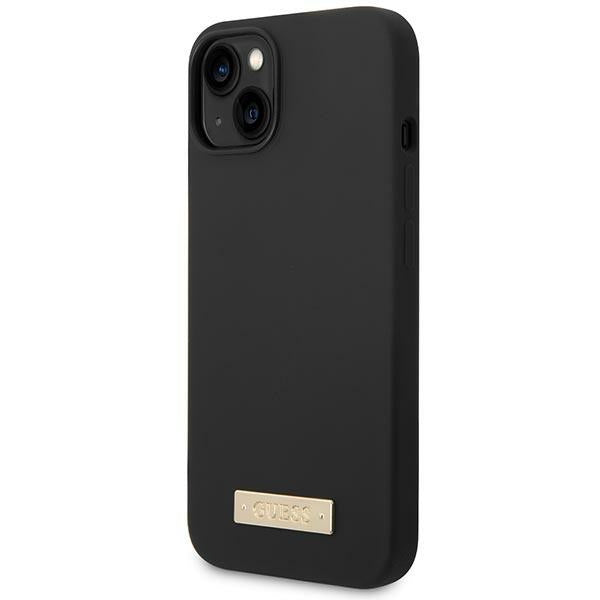 Guess GUHMP14MSBPLK iPhone 14 Plus 6.7" black/black hard case Silicone Logo Plate MagSafe