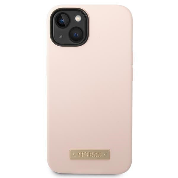 Guess GUHMP14MSBPLP iPhone 14 Plus 6.7 "pink / pink hard case Silicone Logo Plate MagSafe