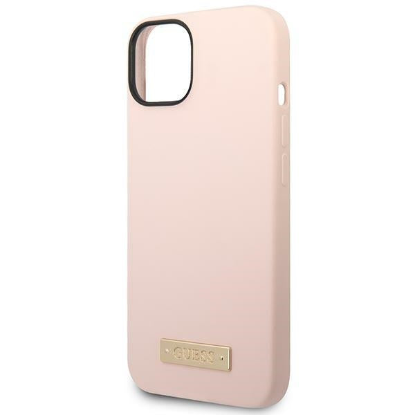 Guess GUHMP14MSBPLP iPhone 14 Plus 6.7 "pink / pink hard case Silicone Logo Plate MagSafe