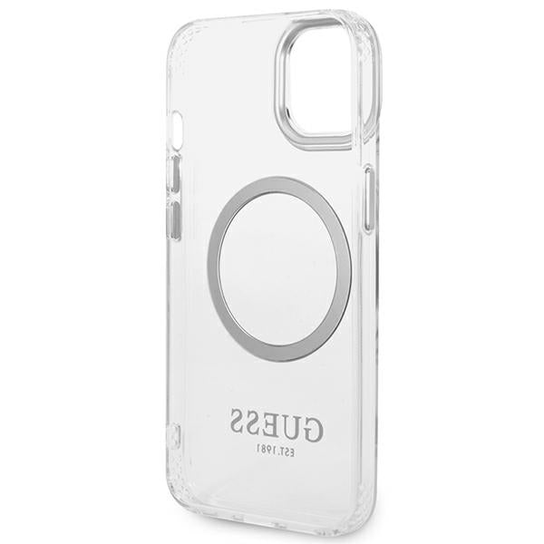 Guess GUHMP14SHTRMS iPhone 14 6.1" silver/silver hard case Metal Outline Magsafe