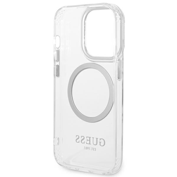 Guess GUHMP14XHTRMS iPhone 14 Pro Max 6.7" silver/silver hard case Metal Outline Magsafe