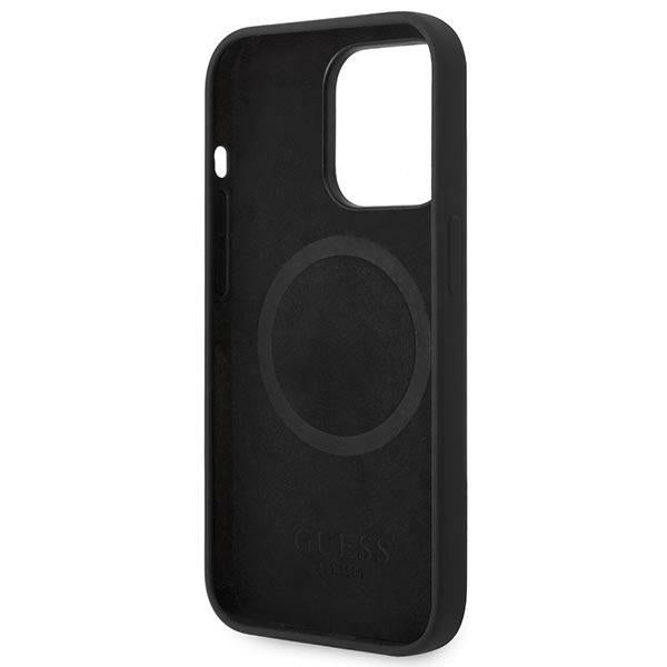 Guess GUHMP14XSBPLK iPhone 14 Pro Max 6.7" black/black hard case Silicone Logo Plate MagSafe