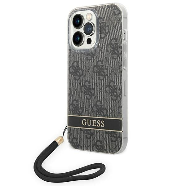 Guess GUOHCP14LH4STK iPhone 14 Pro 6.1 &quot;black / black hardcase 4G Print Strap