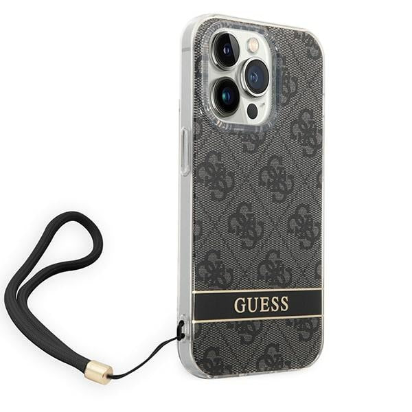 Guess GUOHCP14LH4STK iPhone 14 Pro 6.1 "black / black hardcase 4G Print Strap