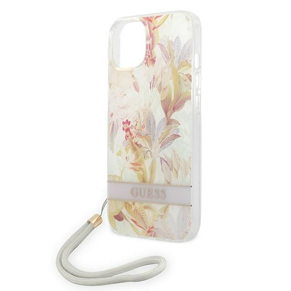 Guess GUOHCP14MHFLSU iPhone 14 Plus 6.7 "purple / purple hardcase Flower Strap