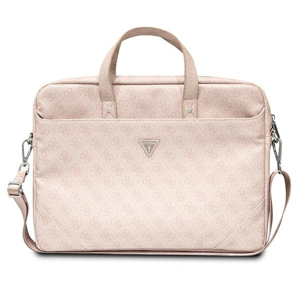 Guess Saffiano 4G Triangle Logo bag for a 16&#39;&#39; laptop - pink