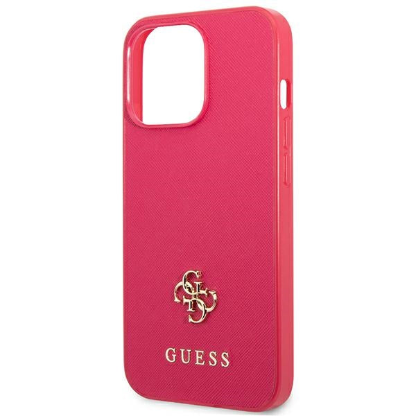 Guess Saffiano 4G Small Metal Logo case for iPhone 13 Pro / 13 - pink