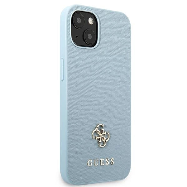 Guess Saffiano 4G Small Metal Logo case for iPhone 13 mini - blue