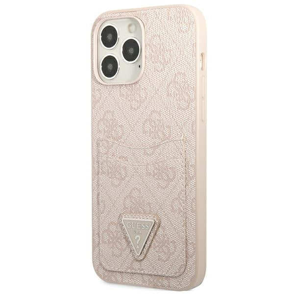 Guess 4G Triangle Logo Cardslot case for iPhone 13 Pro Max - pink