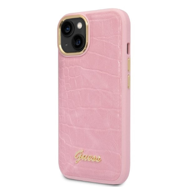 Guess Croco Collection case for iPhone 14 - pink