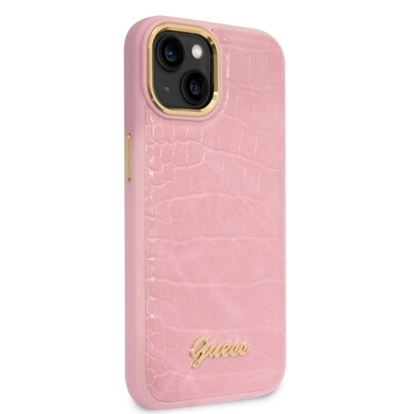 Guess Croco Collection case for iPhone 14 - pink