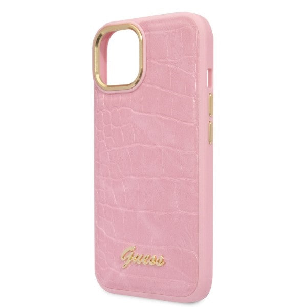 Guess Croco Collection case for iPhone 14 - pink
