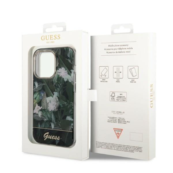 Guess Jungle Collection case for iPhone 14 Pro Max - green