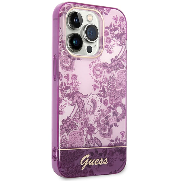 Guess Porcelain Collection case for iPhone 14 Pro Max - fuchsia