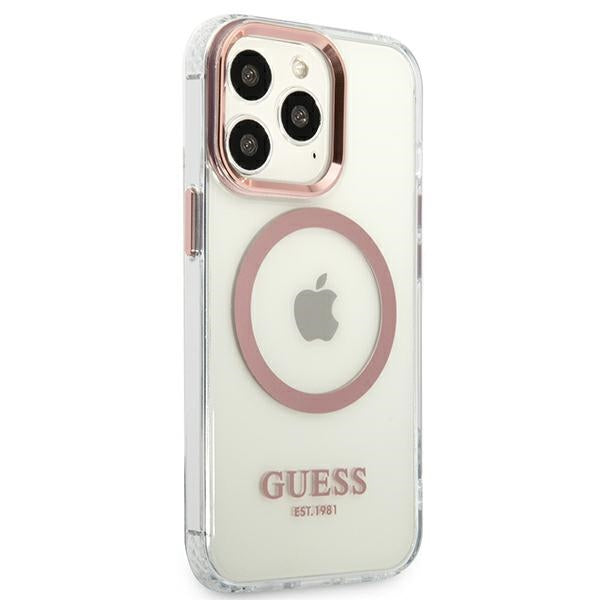 Guess Metal Outline MagSafe case for iPhone 13 Pro / iPhone 13 - pink