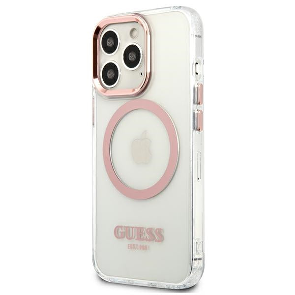 Guess Metal Outline MagSafe case for iPhone 13 Pro / iPhone 13 - pink