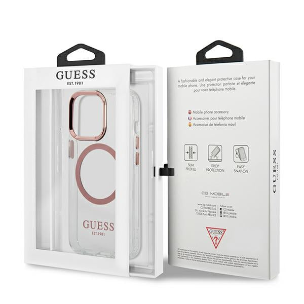 Guess Metal Outline MagSafe case for iPhone 13 Pro / iPhone 13 - pink