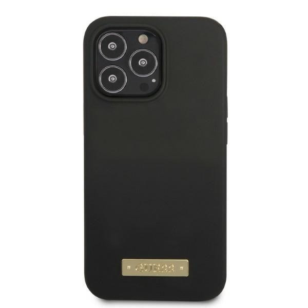 Guess GUHMP13LSPLK iPhone 13 Pro / 13 6.1" black/black hard case Silicone Logo Plate MagSafe