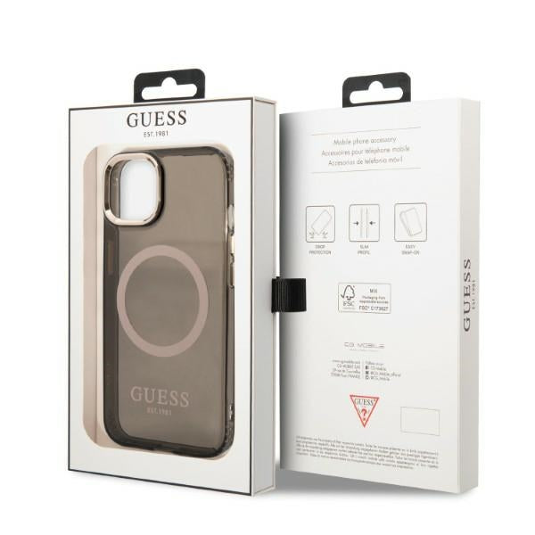 Guess Gold Outline Translucent MagSafe case for iPhone 13 - black