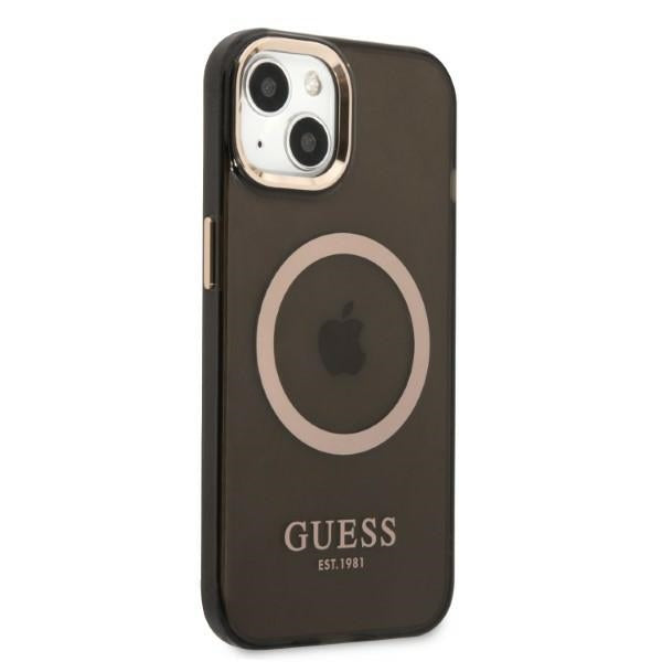 Guess Gold Outline Translucent MagSafe case for iPhone 13 - black
