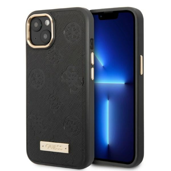 Guess GUHMP13MSAPSTK iPhone 13 6.1" black/black hardcase Peony Logo Plate MagSafe