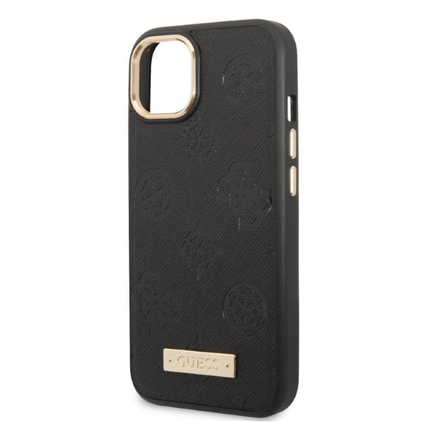 Guess GUHMP13MSAPSTK iPhone 13 6.1" black/black hardcase Peony Logo Plate MagSafe