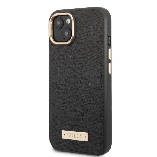 Guess GUHMP13MSAPSTK iPhone 13 6.1" black/black hardcase Peony Logo Plate MagSafe