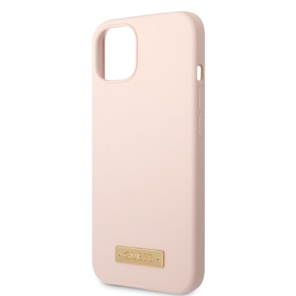 Guess GUHMP13MSBPLP iPhone 13 6.1" pink/pink hard case Silicone Logo Plate MagSafe