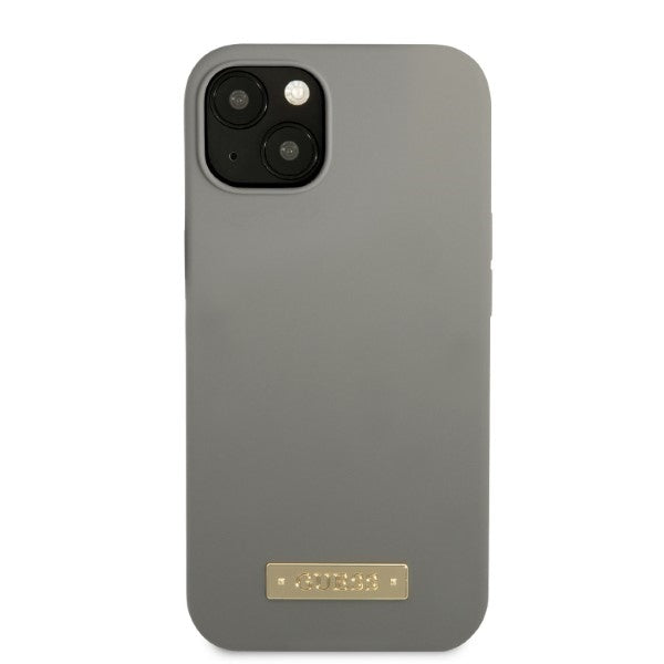 Guess GUHMP13MSPLG iPhone 13 6.1" grey/grey hard case Silicone Logo Plate MagSafe
