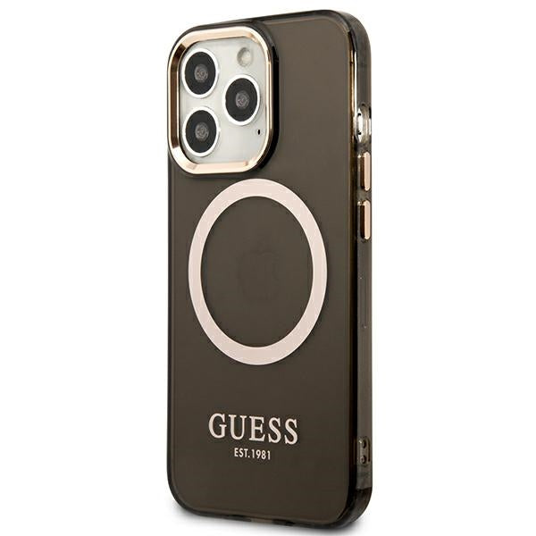 Guess Gold Outline Translucent MagSafe case for iPhone 13 Pro Max - black
