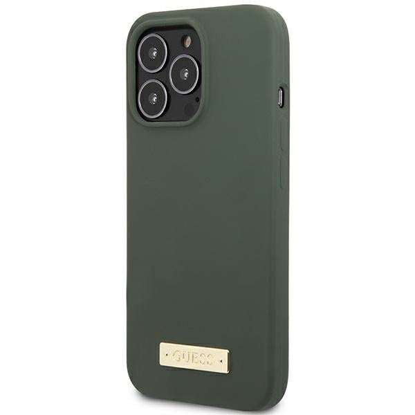 Guess GUHMP13XSPLA iPhone 13 Pro Max 6.7" green/khaki hard case Silicone Logo Plate MagSafe