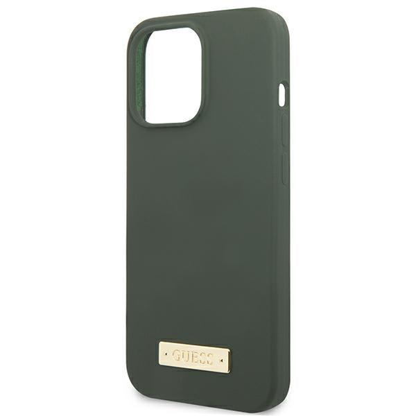Guess GUHMP13XSPLA iPhone 13 Pro Max 6.7" green/khaki hard case Silicone Logo Plate MagSafe