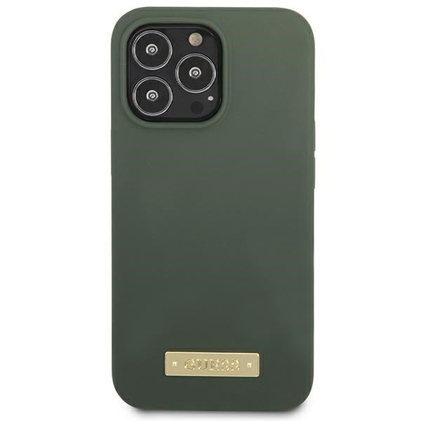 Guess GUHMP13XSPLA iPhone 13 Pro Max 6.7" green/khaki hard case Silicone Logo Plate MagSafe