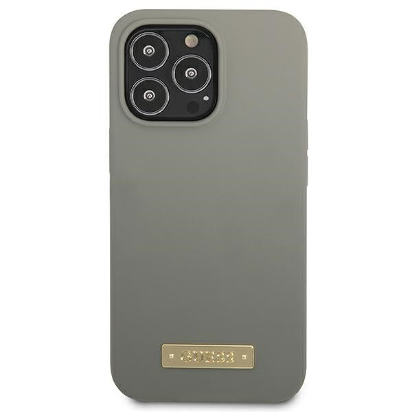 Guess GUHMP13XSPLG iPhone 13 Pro Max 6.7" grey/grey hard case Silicone Logo Plate MagSafe