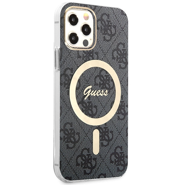 Set Guess GUBPP12MH4EACSK Case+ Charger iPhone 12/12 Pro black/black hard case 4G Print MagSafe