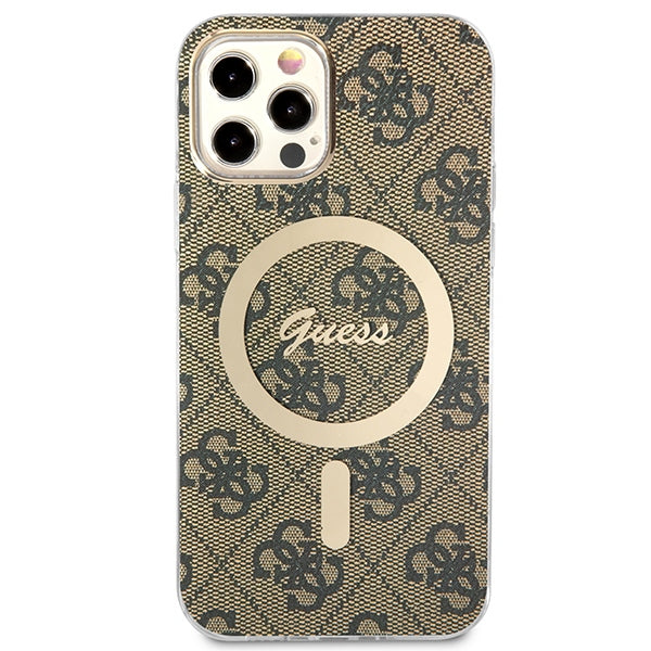 Set Guess GUBPP12MH4EACSW Case+ Charger iPhone 12/12 Pro brown/brown hard case 4G Print MagSafe