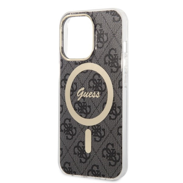 Set Guess GUBPP13LH4EACSK Case+ Charger iPhone 13 Pro black/black hard case 4G Print MagSafe