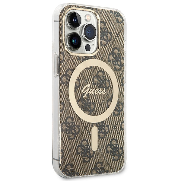 Set Guess GUBPP13LH4EACSW Case+ Charger iPhone 13 Pro brown/brown hard case 4G Print MagSafe