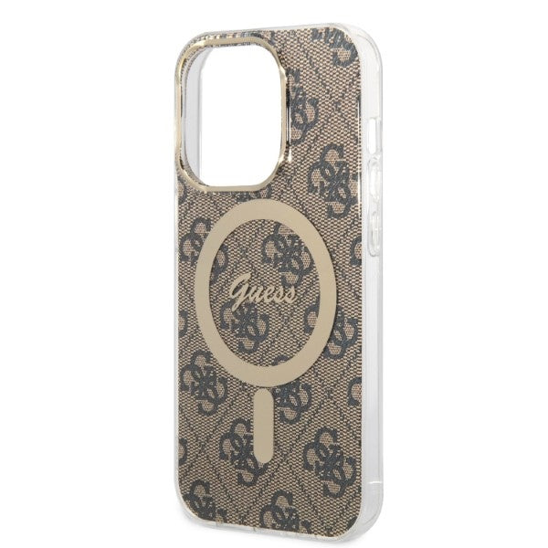 Set Guess GUBPP14LH4EACSW Case+ Charger iPhone 14 Pro 6.1" brown/brown hard case 4G Print MagSafe