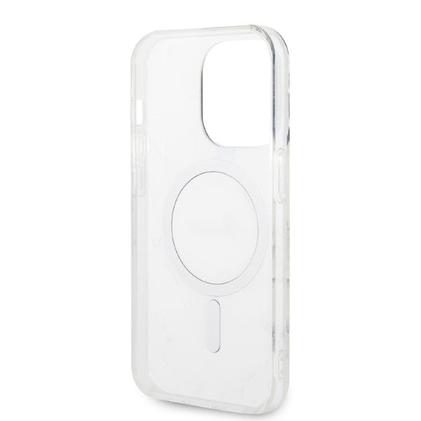 Guess GUBPP14LHMEACSH Case+ Charger Set iPhone 14 Pro 6.1" white/white hard case Marble MagSafe