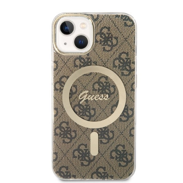 Set Guess GUBPP14MH4EACSW Case+ Charger iPhone 14 Plus 6.7" brown/brown hard case 4G Print MagSafe