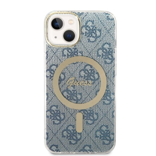 Set Guess GUBPP14SH4EACSB Case+ Charger iPhone 14 6.1" blue/blue hard case 4G Print MagSafe