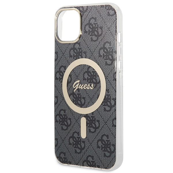 Set Guess GUBPP14SH4EACSK Case+ Charger iPhone 14 6.1" black/black hard case 4G Print MagSafe