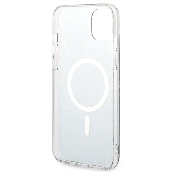 Set Guess GUBPP14SHMEACSK Case+ Charger iPhone 14 6.1" black/black hard case Marble MagSafe