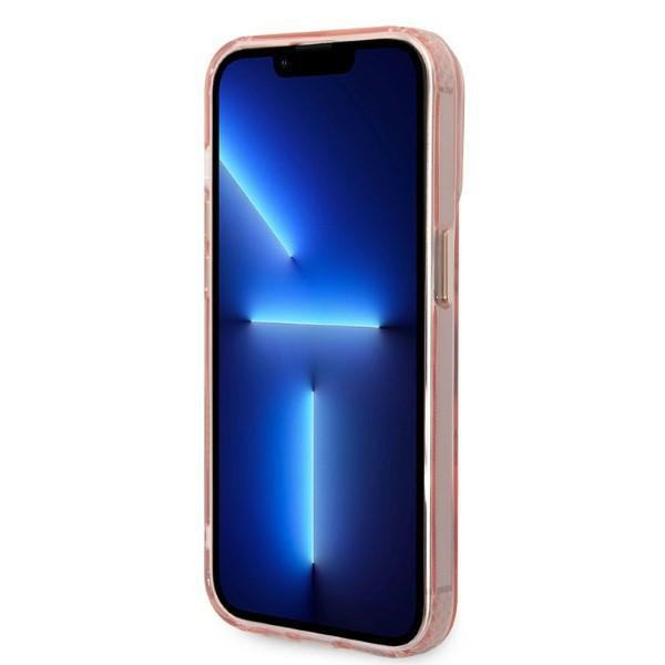 Guess GUHMP14LHTCMP iPhone 14 Pro 6.1" pink/pink hard case Gold Outline Translucent MagSafe