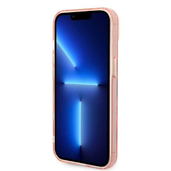Guess GUHMP14MHTCMP iPhone 14 Plus 6.7" pink/pink hard case Gold Outline Translucent MagSafe