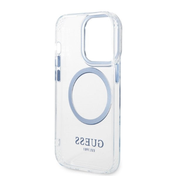 Guess GUHMP14XHTRMB iPhone 14 Pro Max 6.7" blue/blue hard case Metal Outline Magsafe