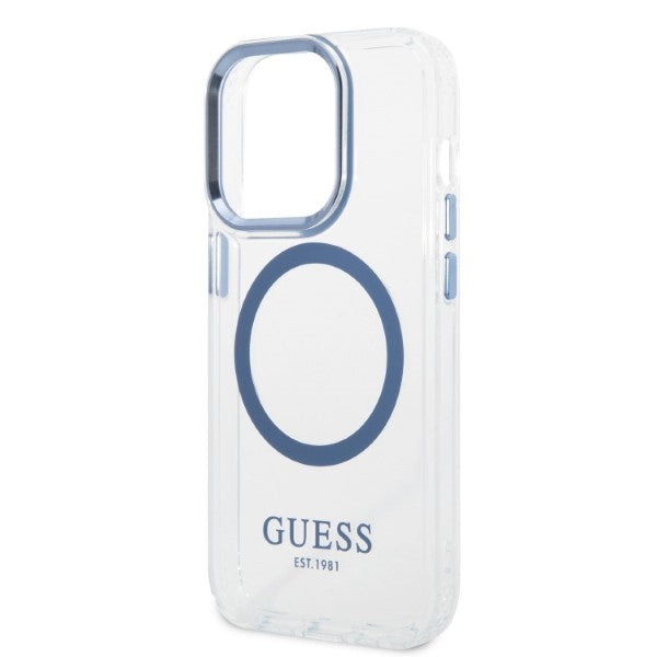 Guess GUHMP14XHTRMB iPhone 14 Pro Max 6.7" blue/blue hard case Metal Outline Magsafe